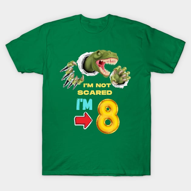 8th Birthday Dinosaur T-Shirt by ALBOYZ